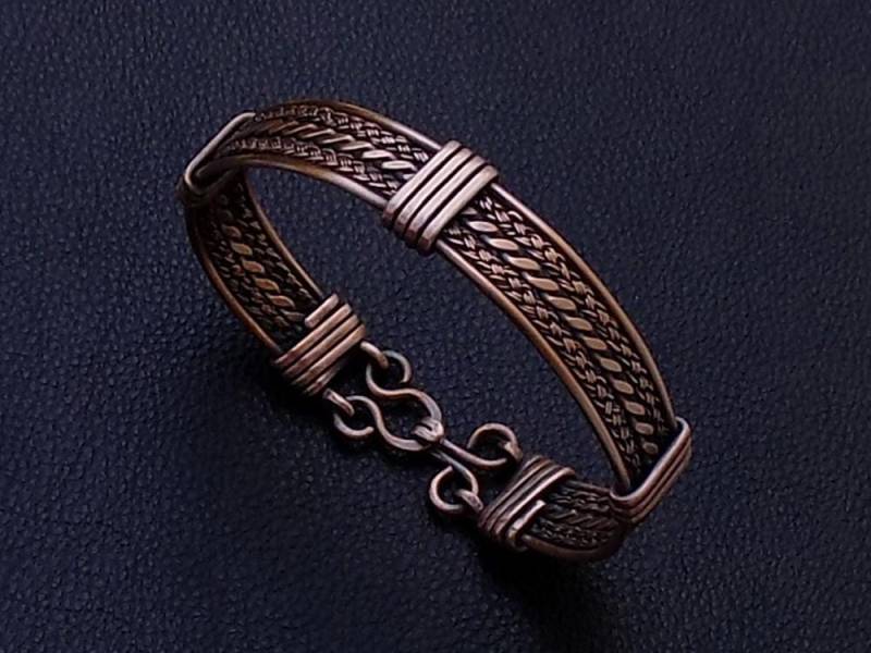Reines Kupfer Manschette Männer Armband, Geflochtenes Verdrehtes Und Drahtgewickeltes Armreif Armband von BernaDerin