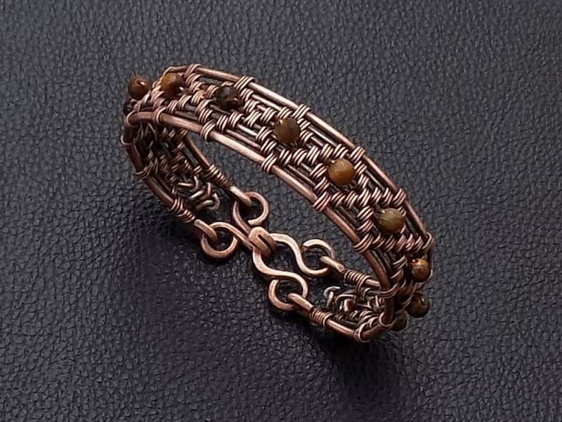 Tigerauge Perlen Kupfer Armreif, Handgefertigtes Wire Wrapped Edelstein Armband von BernaDerin