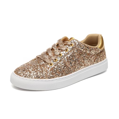 Bernal Damen-Sneaker, glitzernd, modisch, glänzend, leichte Gummi-Außensohle, rutschfeste Schnürschuhe, Gold1, 35.5 EU Bernal Damen-Sneaker, glitzernd, modisch, glänzend, leichte Gummi-Außensohle, rutschfeste Schnürschuhe, Gold1, 35.5 EU von Bernal