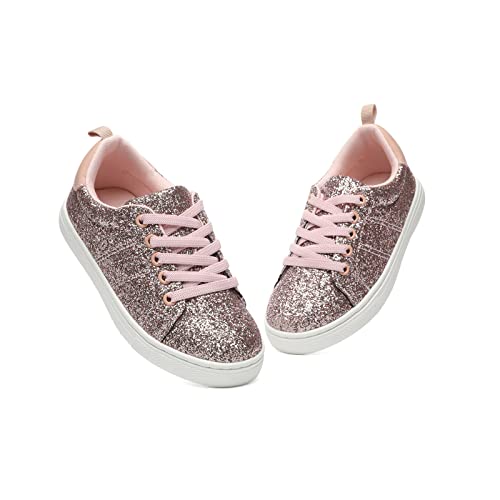 Bernal Girls Sparkle Glitter Sneakers Low Top Walking Schuhe für Kinder/Kinderschule Freizeitschuhe (Toddler/Little Kid/Big Kid Champagner 26) von Bernal