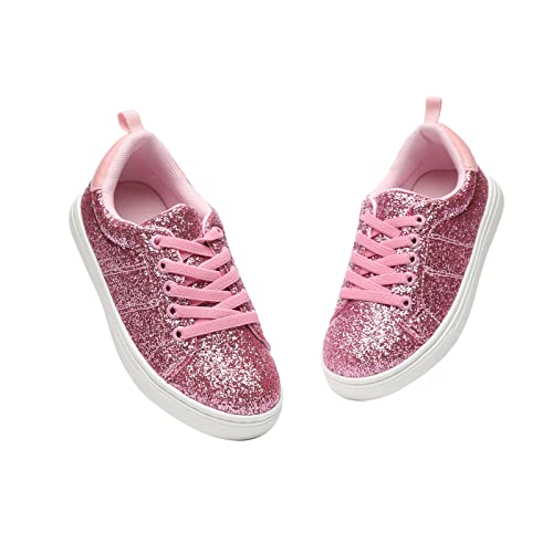 Bernal Girls Sparkle Glitter Sneakers Low Top Walking Schuhe für Kinder/Kinderschule Freizeitschuhe (Toddler/Little Kid/Big Kid Rosa 26) von Bernal