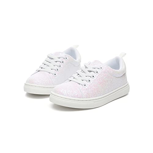 Bernal Girls Sparkle Glitter Sneakers Low Top Walking Schuhe für Kinder/Kinderschule Freizeitschuhe (Toddler/Little Kid/Big Kid Weiß 26) von Bernal