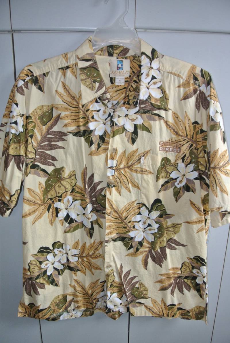 Kahala Mens Xl Hibiskus Caladium Monstera Auf Beige/Mint von BernardsAlohawear