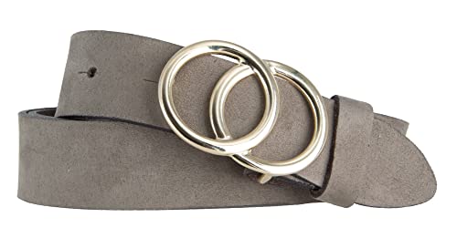 Bernd Götz Damen Gürtel Leder 30 mm Veloursleder Taupe kürzbar Damengürtel Goldschließe (100) von Bernd Götz