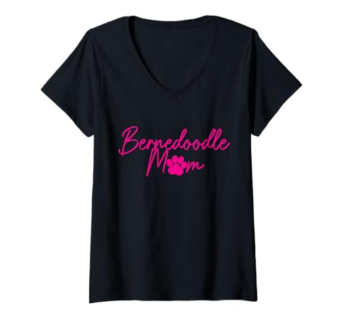 Damen Bernedoodle Mom Doodle Hundepfote lustig niedlich T-Shirt mit V-Ausschnitt von Bernedoodle Mom