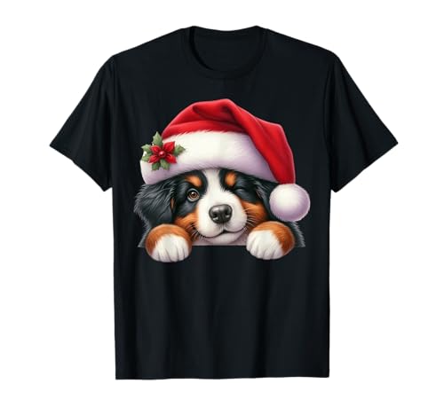 Berner Sennenhund Hund Weihnachten Nikolausmütze Hund Mama Papa T-Shirt von Bernese Mountain Dog Dog Tees NYC