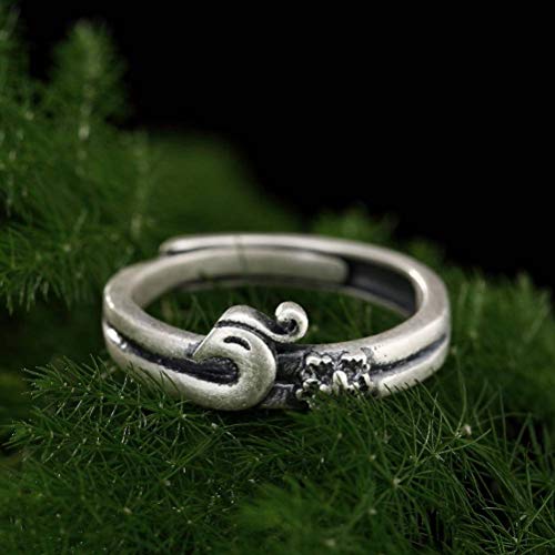 Bernice Funk Chinesischer Stil Ring Schmuck S990 Reines Silber Ring Retro Matt Phönix Pfingstrose Hergestellt Alt Übereinstimmung Alles Reines Silber Weiblicher Ring Offener Ring Öffnen Regel von Bernice Funk
