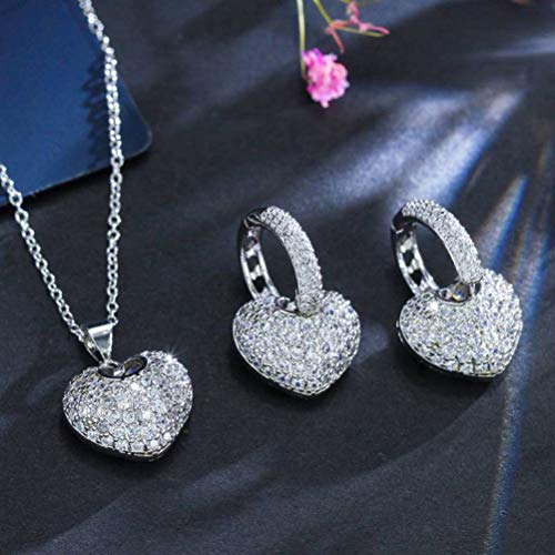 Bernice Funk Ohrring Halskette mit Anhänger Schmuckset für Damen Set mit Pfirsichherz Kette Halskette mit Zirkonia Aaa Ohrringe in Herzform mit Silber Diamant von Bernice Funk