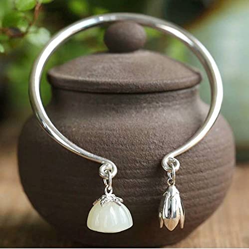 Bernice Funk Retro Armband S990 reines Silber Nephrit Lotus Magnolie glänzend Persönlichkeit der Frauen Armband verstellbar Bernice Funk Retro Armband S990 reines Silber Nephrit Lotus Magnolie glänzend Persönlichkeit der Frauen Armband verstellbar von Bernice Funk