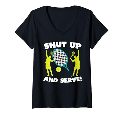 Damen Tennisspieler Spruch Lustiger Tennisspieler T-Shirt mit V-Ausschnitt von Bernie's Tennis Gift Idea For A Girl