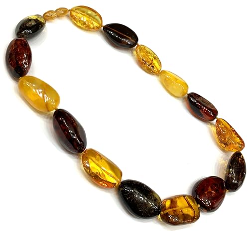 Bernsteinкette große Oliven 55cm echter baltischer Bernstein, Farben Mix; 100% Handgefertigt in Deutschland von Bernstein by Kindl