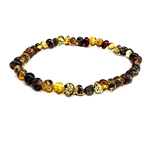 Bernsteinarmband perlenförmige e Bernsteinperlen 6-7mm, Größe 17,5-18,5, echter baltischer Bernstein Farbe - Slag/Erde, nicht hitzgepresst, nicht synthetisiert von Bernstein by Kindl