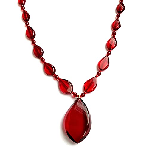 Bernsteinkette edler rötlicher Bernstein mit Anhänger 66cm+4,22cm Anhänger, Halskette Damen, echter roter Bernstein von Bernstein by Kindl