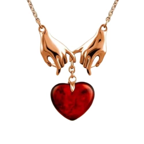 Herzkette in Rose Gold vergoldetem Sterling Silber 925 mit Bernstein Herz in Deinen Händen, Herz Bernstein Anhänger mit Kette, Partners Geschenk, Valentinstag Geschenke von Bernstein by Kindl