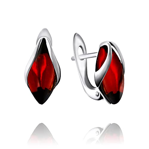 Ohrringe Bernstein Tropfe in Sterling Silber 925, Farbe - Cognac, S, Ohrringe Silber 925 Bernstein, Sommer 2021 Kollektion von Bernstein by Kindl