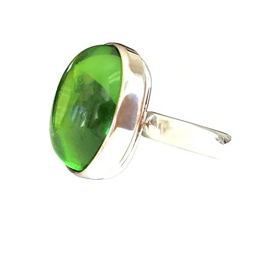 Ring edler grüner Bernstein in Sterling Silber 925, Silberring karibischer grüner Bernstein, verstellbare Größe 17-19.5, Designer Jewelry von Bernstein by Kindl