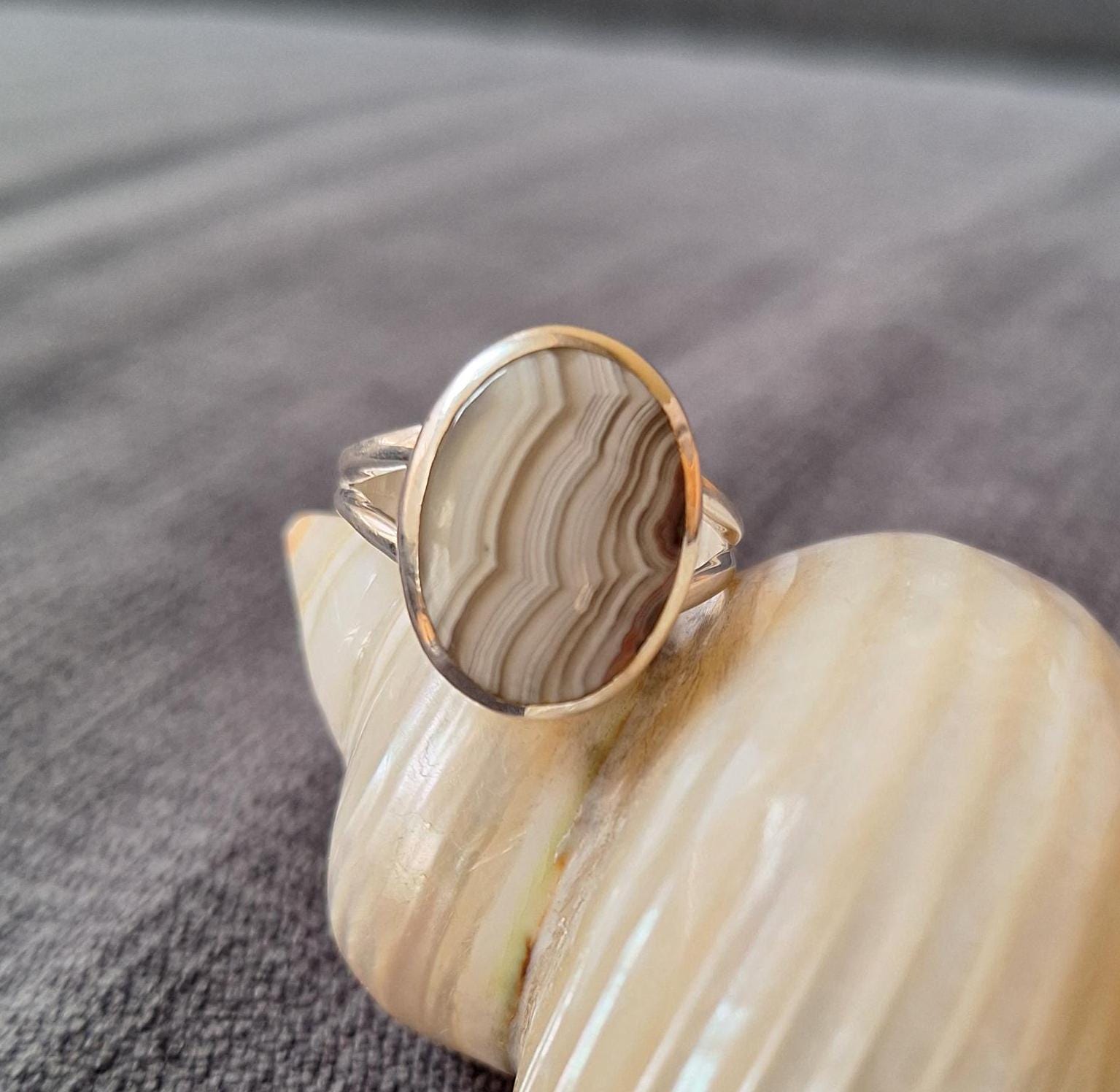 Achat , Ring in Silber Mit von BernsteinBoutique