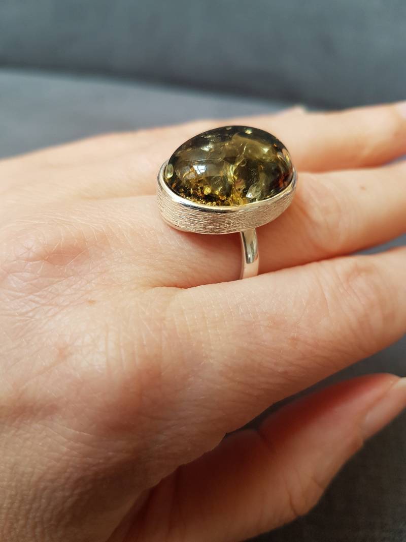 Bernstein , Bernsteinanring Silberring Mit Amber Ring von BernsteinBoutique