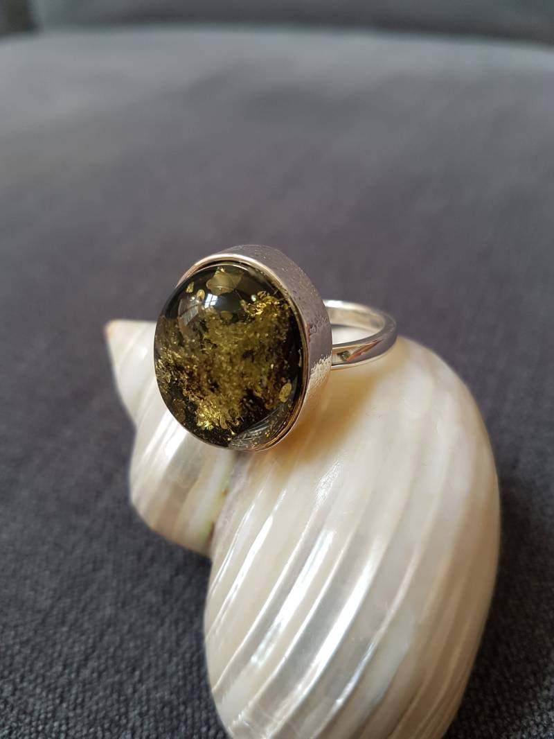 Bernstein , Bernsteinanring Silberring Mit Amber Ring von BernsteinBoutique