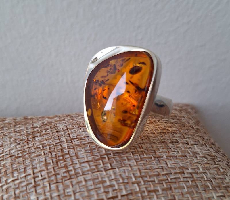 Bernstein , Bernsteinanring Silberring Mit Amber von BernsteinBoutique