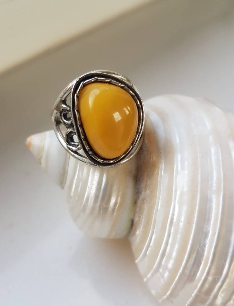 Bernstein , Ring Silberring 925 Mit Amber Goldschmiede in Silber von BernsteinBoutique