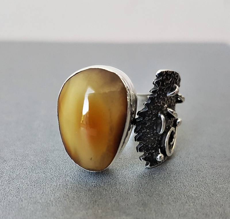 Bernstein , Ring Silberring 925 Mit Amber Goldschmiede in Silber von BernsteinBoutique