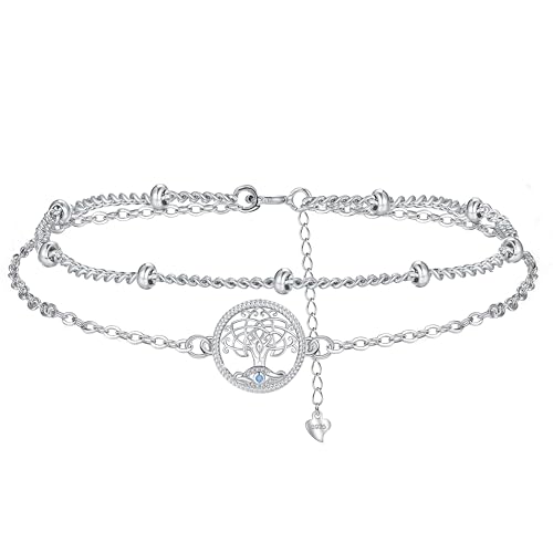 BerriBling Armband Damen 925 Sterling Silber mit Lebensbaum - Keltisch - Böses Auge Energie Armband - Kreatives Schmuck für Frauen Geschenk – Adjustierbar (16+4cm) von BerriBling