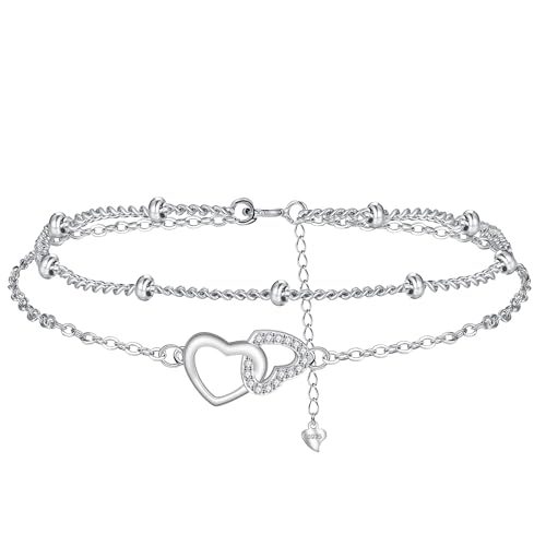 BerriBling Fußkettchen Damen 925 Sterling Silber Fusskettchen mit Kugelperlen - Sommer Kreatives Schmuck für Frauen Geschenk – Adjustierbar (22+4cm) von BerriBling