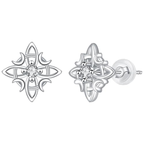 BerriBling Keltischer Knoten Ohrringe Damen 925 Sterling Silber (Nickelfrei) Hypoallergene Ohrstecker Ewige Liebe für Frauen Kreatives Schmuck Geschenk von BerriBling