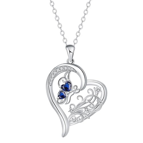 BerriBling Kette Damen Sterling Silber 925 Schmetterling & Blumen Halskette | Elegant & Romantisch Kreatives Schmuck für Frauen Geschenk | Verstellbar (45+5cm) von BerriBling