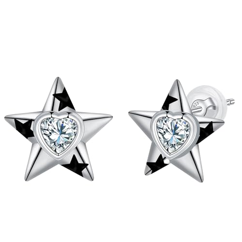 BerriBling Ohrstecker Stern Damen 925 Sterling Silber mit Schwarzem Emaille | Herz Zirkonia Stern Ohrringe Hypoallergene für Frauen & Mädchen | Kreatives Schmuck Geschenk BerriBling Ohrstecker Stern Damen 925 Sterling Silber mit Schwarzem Emaille | Herz Zirkonia Stern Ohrringe Hypoallergene für Frauen & Mädchen | Kreatives Schmuck Geschenk von BerriBling
