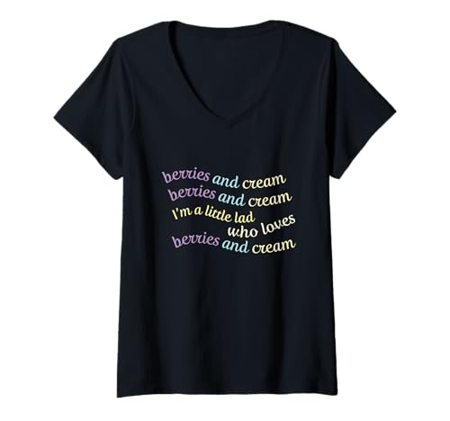 Damen Berries and Cream Ich Bin EIN Kleiner Junge, der liebt T-Shirt mit V-Ausschnitt Damen Berries and Cream Ich Bin EIN Kleiner Junge, der liebt T-Shirt mit V-Ausschnitt von Berries and Cream Meme