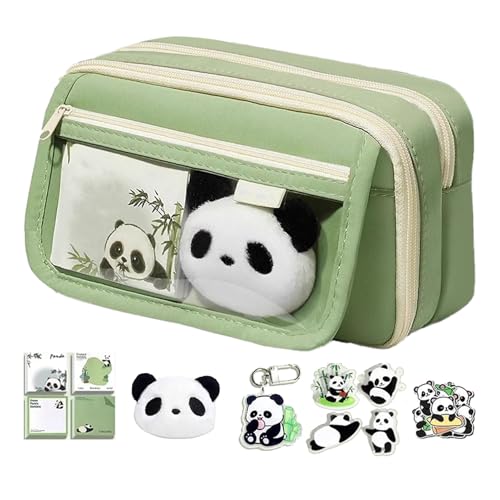 Berriphonia Bleistiftkoffer süß | Panda Pencil Case große Kapazität Tierstifte Fall | Panda Stationery Case, Bleistiftbeutel mit Reißverschluss für Stifte, Stifte von Berriphonia