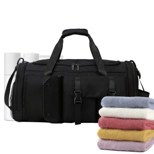 Berriphonia Wochenendtasche für Damen, groß, wasserdicht, multifunktionale Tasche mit Trocken-/Nass-Organisation für Kleidung und Flaschen, Schwarz , Consulte la descripción, Siehe Beschreibung von Berriphonia