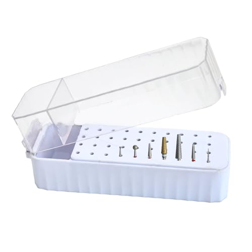 Bohrer -Bit -Organizer - 40 Schlitznagel -Bit -Speicherbox, transparenter staubdichtes Deckelhalter | Schleifspitze Displaybehälter für Gelentfernung Maniküre Pediküre Vorbereitung Nagelhaut Reinigung von Berriphonia