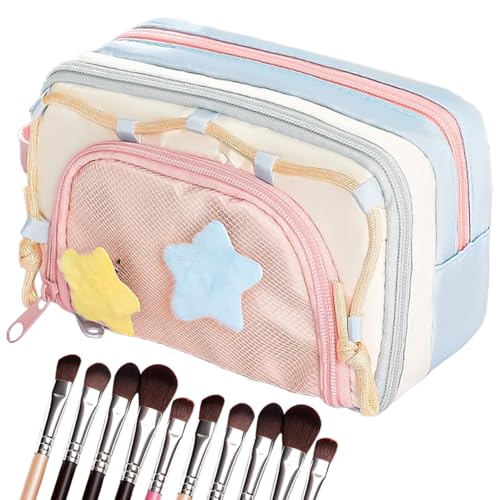 Hülle A – Ästhetische Stifttasche, niedliche Schreibwarentasche | Organizer mit Reißverschluss für Kinder, Kunsthandwerk zum Zeichnen einer Aufbewahrung mit dem College Scol Schreibtisch, Rosa, von Berriphonia