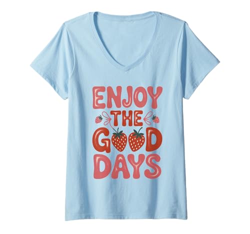 Damen Genieße die Strawberry Art von Good Days T-Shirt mit V-Ausschnitt Damen Genieße die Strawberry Art von Good Days T-Shirt mit V-Ausschnitt von Berry Bright Designs