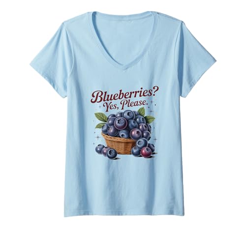 Damen Lebensmittel Bio Heidelbeeren Heidelbeere Obst Beere T-Shirt mit V-Ausschnitt von Berry Market And Blueberry Food