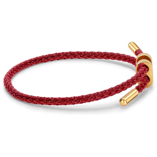 Berry Only Armband Damen Gold, Verstellbarer Armreif Aus Stahldraht, Dupes Schmuck Partnerarmbänder Freundschaftsarmband, Geschenke für Frauen Zum Valentinstag, Rot von Berry Only