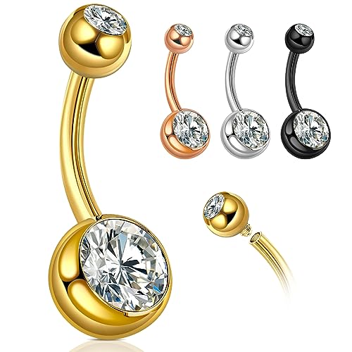 Berry Only G23 Clicker Piercing Bauchnabel für Frauen,Bauchnabelpiercing 12mm Schwarz Body Piercing Schmuck Anti-Allergie 316L Edelstahl Reverse Curved Schmuck Körperschmuck von Berry Only