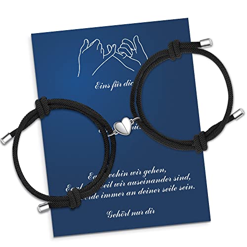 Pärchen Armband Magnet,Paar , Partner ,Fernbeziehung Liebes Für Geschenke Für Muttertag Freund,Freundin,Sein Und Sie Valentinstag ,Herz 2PCS Schwarz von Berry Only