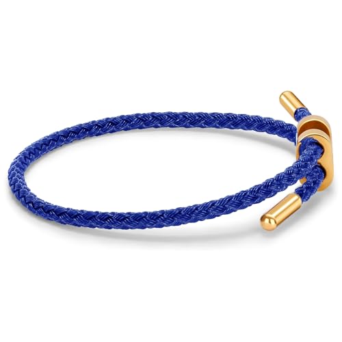 Armband Damen Gold, Verstellbarer Armreif Stahldraht, Dupes Schmuck Partnerarmbänder Freundschaftsarmband Dupe Armband Geschenke für Frauen Valentinstag, Dunkelblau von Berry Only