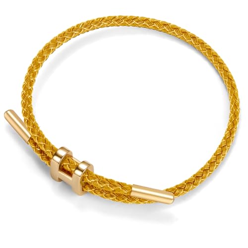 Berry Only H Armband Damen Gold, Oval Armreif Gold Damen Verstellbare Armband Stahldraht Geflochten, Partnerarmbänder Freundschaftsarmband H Schmuck Dupes Schmuck Geschenke für Frauen, Gold von Berry Only