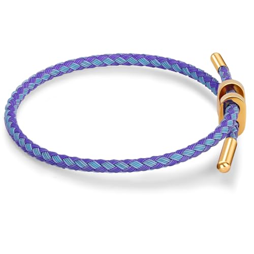 Armband Damen Gold, Verstellbarer Armreif Aus Stahldraht, Dupes Schmuck Partnerarmbänder Freundschaftsarmband, Geschenke für Frauen Valentinstag, Purpur Grün von Berry Only