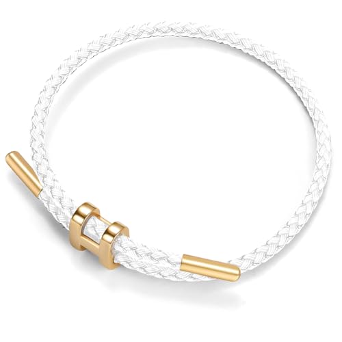 H Armband Damen Gold, Armreif Gold Damen Verstellbare Armband Stahldraht Armband, H Schmuck Dupes Schmuck Partnerarmbänder Freundschaftsarmband Dupe Armband Geschenke für Frauen Muttertag,Weiß von Berry Only