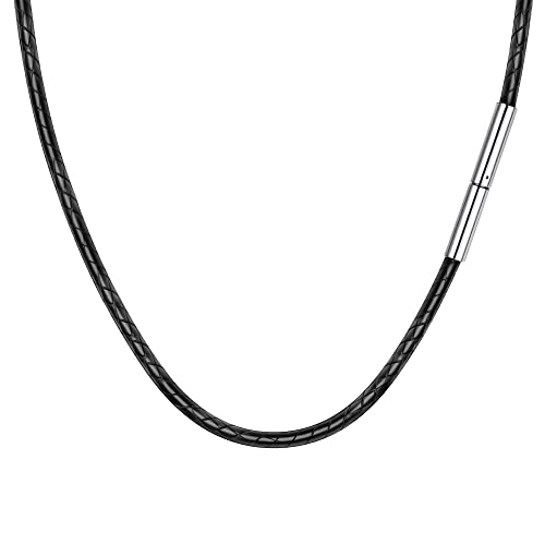 2MM Lederkette Herren ohne Anhänger, Leder Halskette Herren Lederband 41CM Lederkette Damen Lederband Kette Lederkette mit Verschluss Schwenkschnalle, Lederhalsband Geschenke für Männer von Berry Only