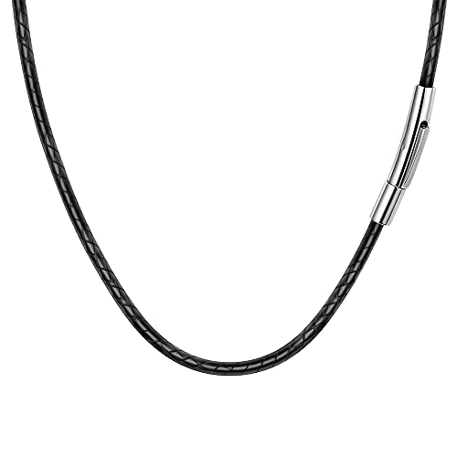 2MM Lederkette Herren ohne Anhänger, Leder Halskette Herren Lederband 55CM Lederkette Damen Lederband Kette Lederkette mit Verschluss Druckknopf, Lederhalsband Herren Geschenke für Männer Muttertag von Berry Only