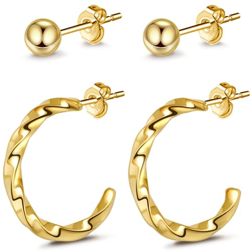 Hypoallergene Gold Creolen - 2 Paar Ohrringe für Mehrere Ohrlöcher, Wasserfest - Geschenke für Frauen zum Valentinstag Hypoallergene Gold Creolen - 2 Paar Ohrringe für Mehrere Ohrlöcher, Wasserfest - Geschenke für Frauen zum Valentinstag von Berry Only