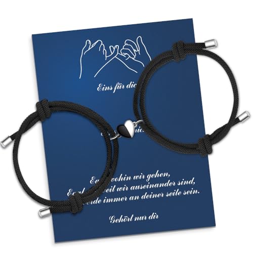 Partner Armbänder Magnet, Pärchen Armband für Fernbeziehung, Freundschaftsarmbänder Einstellbare, Geschenke für Freund Valentinstag Weihnachten, Paar Geschenke für Paare, Schwarz und Silber Herz Partner Armbänder Magnet, Pärchen Armband für Fernbeziehung, Freundschaftsarmbänder Einstellbare, Geschenke für Freund Valentinstag Weihnachten, Paar Geschenke für Paare, Schwarz und Silber Herz von Berry Only