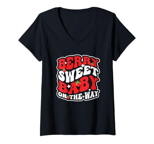 Damen Süße Schwangerschaftsankündigung Berry Sweet Baby On The Way T-Shirt mit V-Ausschnitt Damen Süße Schwangerschaftsankündigung Berry Sweet Baby On The Way T-Shirt mit V-Ausschnitt von Berry Sweet Baby On The Way Pregnancy Gift